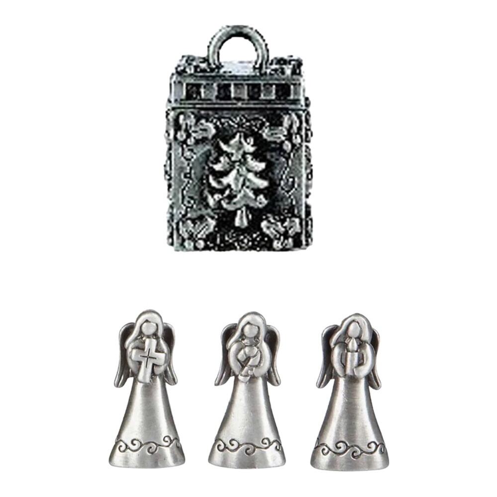 Christmas Angels Trinket Prayer Box Pendant 4 Piece Necklace Charm Ganz New